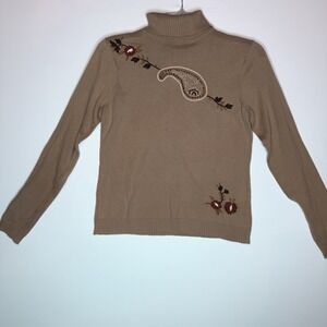 Goodclothes Lightweight Sweater Turtle Neck 8Medium RunsSmall Beige Embroidered